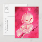 De leuke Roze Vogel van Valentijn Feestdagenkaart (Voorkant / Achterkant)