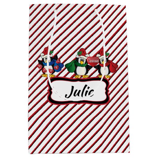 De leuke Schattige Pinguïnen van Kerstmis Medium Cadeauzakje (Voorkant)