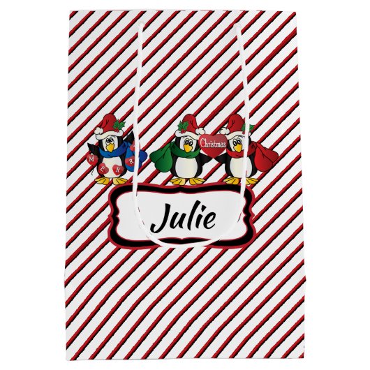 De leuke Schattige Pinguïnen van Kerstmis Medium Cadeauzakje (Achterkant)