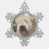 De leuke sjabloon van de hondfoto tin sneeuwvlok ornament (Voorkant)