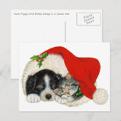 De leuke Slaap van het Puppy en van het Katje in Feestdagenkaart (Voorkant / Achterkant)