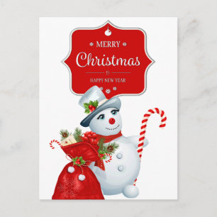 De leuke Sneeuwman van Kerstmis Feestdagenkaart