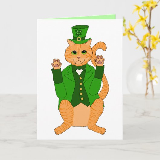 De leuke St Catricks Kabouter van de Kat van de Kaart (Gele Bloem)