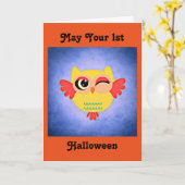 de Leuke Uil van 1st Halloween Kaart (Gele Bloem)