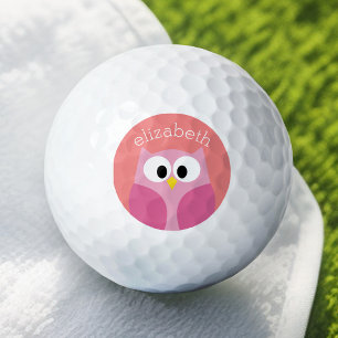 De leuke Uil van de Cartoon in Roze en Koraal Golfballen