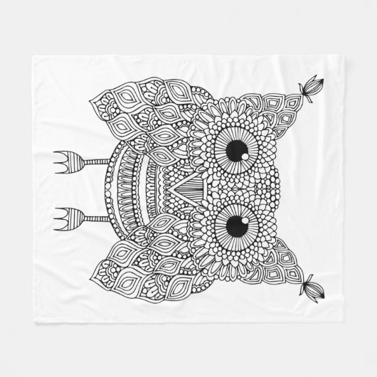 De leuke Uil van de Krabbel Fleece Deken (Voorkant (Horizontaal))