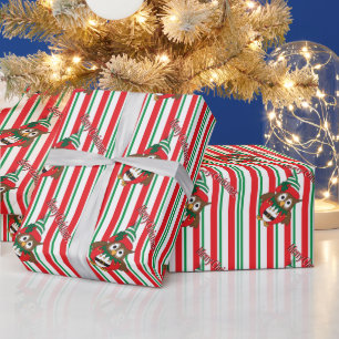 De leuke Uil van het Elf van Kerstmis Cadeaupapier