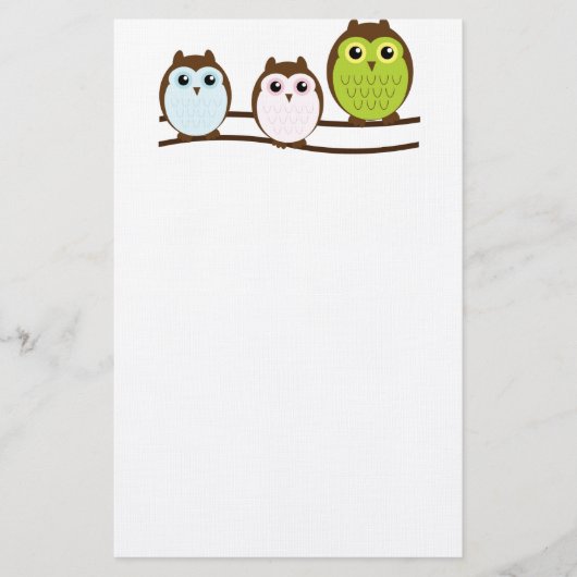 De leuke Uil van het Lot van Mod. Elegante Elegant Briefpapier (Voorkant)