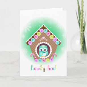 De leuke uil van Kerstmis Feestdagen Kaart