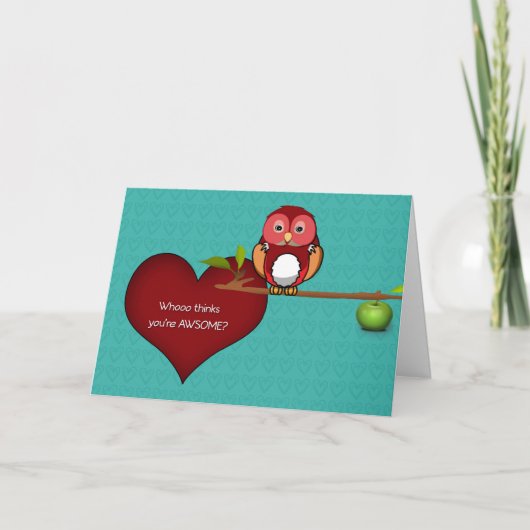 De Leuke Uil van Valentijn op een Kaart van de Tak (Voorkant)