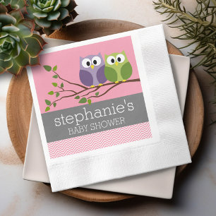 De leuke Uilen op het Meisje van het Baby van de Servetten