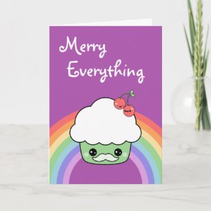 De leuke Vakantie van Cupcake van de Snor Feestdagen Kaart