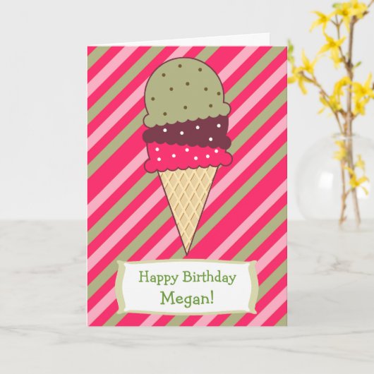 De leuke Verjaardag van de Kegel van het Roomijs Kaart (Gele Bloem)