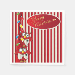 De leuke Vrolijke Uilen van Kerstmis Servet