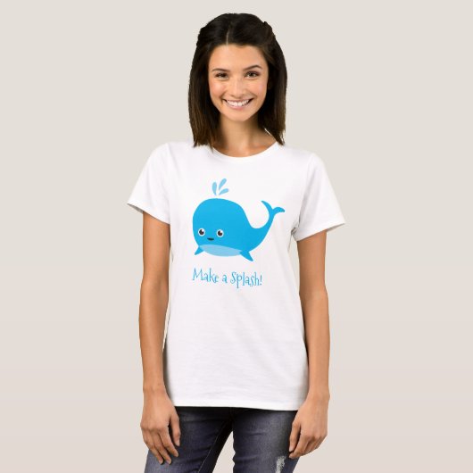 De leuke Walvis van het Baby maakt een Plons T-shirt (Voorkant volledig)