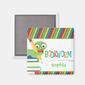 De leuke Zitting van de Boekenwurm op Magneet (Voorkant / Achterkant)