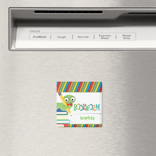 De leuke Zitting van de Boekenwurm op Magneet (Insitu (Vaatwasser))