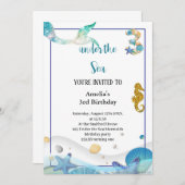 De leukste pastel blauwe zeemeermin verjaardag kaart (Voorkant / Achterkant)