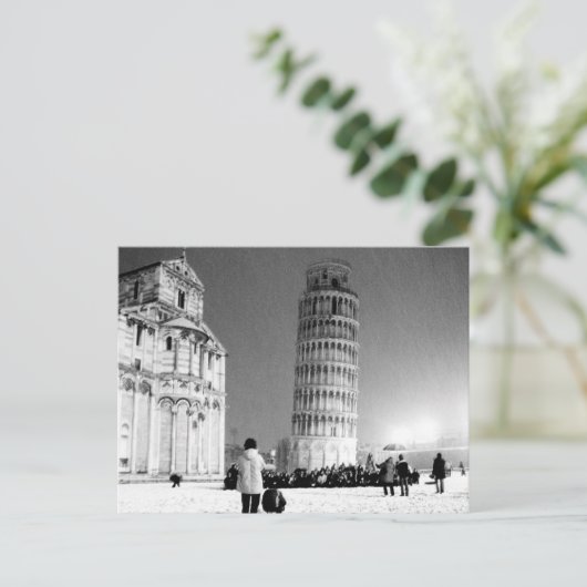 De leuningtoren onder de sneeuw (B&W) Briefkaart (Staand voorkant)