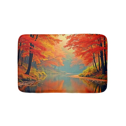 De levendige Autumn Forest River Badmat (Voorkant)