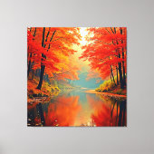 De levendige Autumn Forest River Canvas Afdruk (Voorkant)