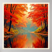 De levendige Autumn Forest River Poster (Voorkant)