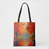 De levendige Autumn Forest River Tote Bag (Voorkant)