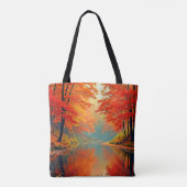 De levendige Autumn Forest River Tote Bag (Achterkant)