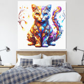 De levendige gloed kat canvas afdruk (Insitu (Slaapkamer))