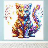 De levendige gloed kat canvas afdruk (Insitu (Houten vloer))