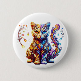 De levendige gloed kat ronde button 5,7 cm