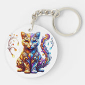 De levendige gloed kat sleutelhanger (Achterkant)