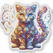 De levendige gloed kat sticker (Voorkant)