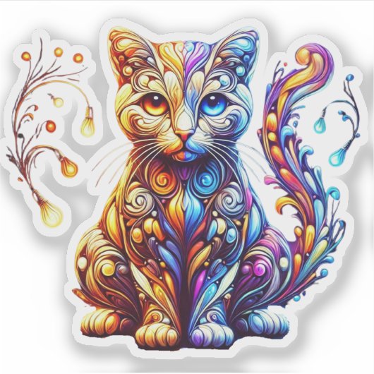 De levendige gloed kat sticker (Voorkant)