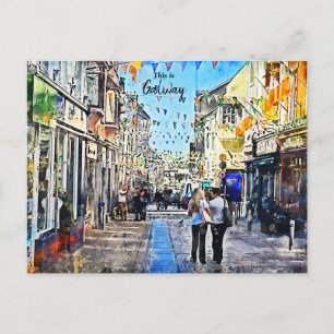 De levendige stad Galway-Ierland Briefkaart