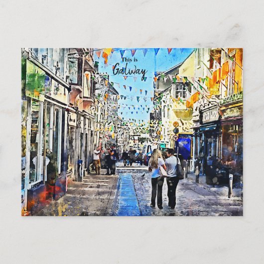 De levendige stad Galway-Ierland Briefkaart (Voorkant)
