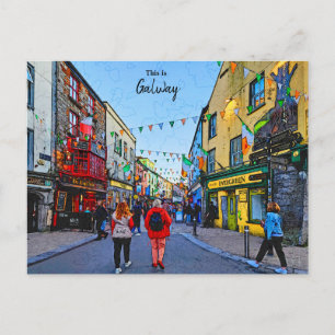 De levendige stad Galway-Ierland Briefkaart