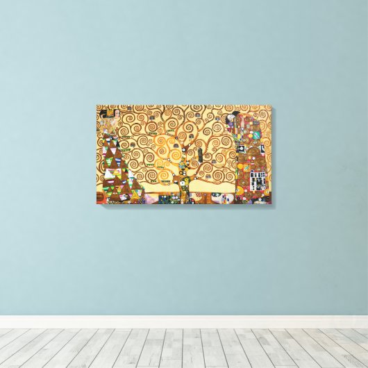 De levensboom | Gustav Klimt | Canvas Afdruk (Insitu (Houten vloer))