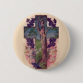 De Levensboom Kruis Christelijke Knop Ronde Button 5,7 Cm