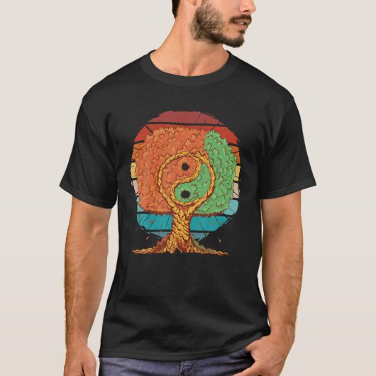 de levensboom met het Yin-Yang-symbool; T-shirt (Voorkant)