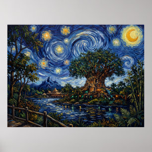 De levensboom onder een Van Gogh-lucht — Animal K Poster