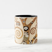 De levensboom van Gustav Klimt Tweekleurige Koffiemok (Center)