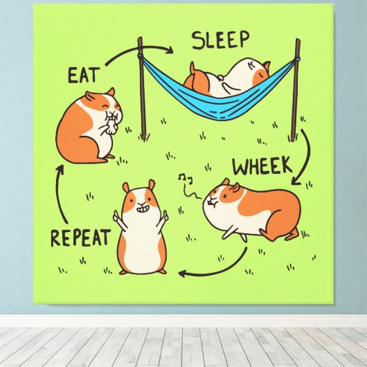 De levenscyclus van een cavia canvas afdruk (Insitu (Houten vloer))