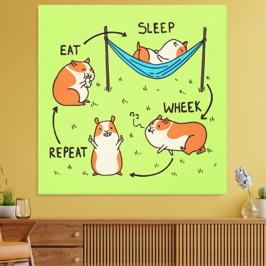 De levenscyclus van een cavia canvas afdruk (Insitu (Woonkamer))