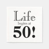 De levensduur begint bij 50 zwarte coole retro servet (Voorkant)