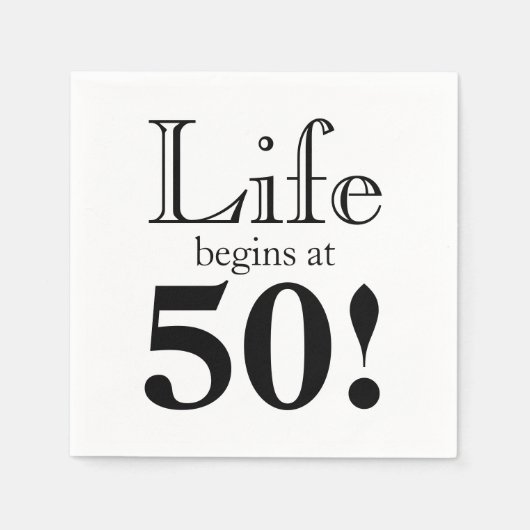 De levensduur begint bij 50 zwarte coole retro servet (Voorkant)