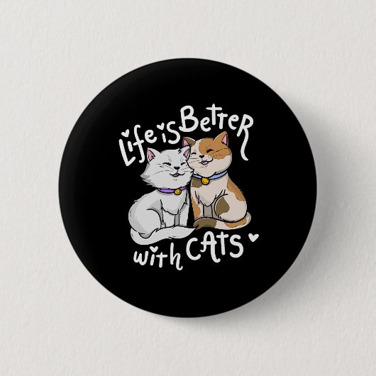 De levensduur van de valentijnse kattenklep is bet ronde button 5,7 cm (Voorkant)