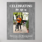 De levensloop vieren  Foto Grey Wood Funeral Poster (Voorkant)