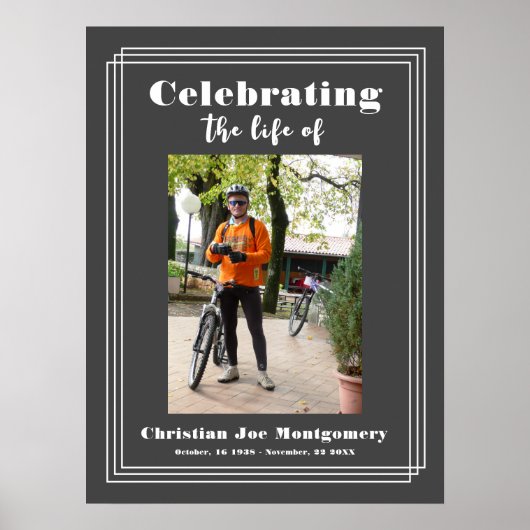 De levensviering van Grey Foto Rouwservice Poster (Voorkant)