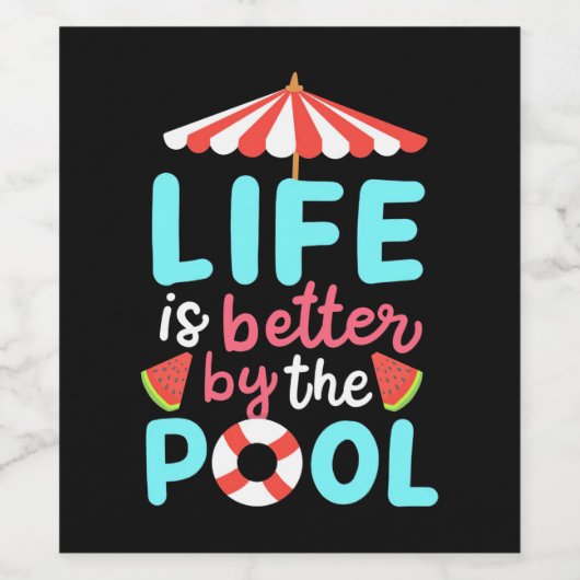 De levenszwemmer is beter voor de pool wijn etiket (Enkel label)